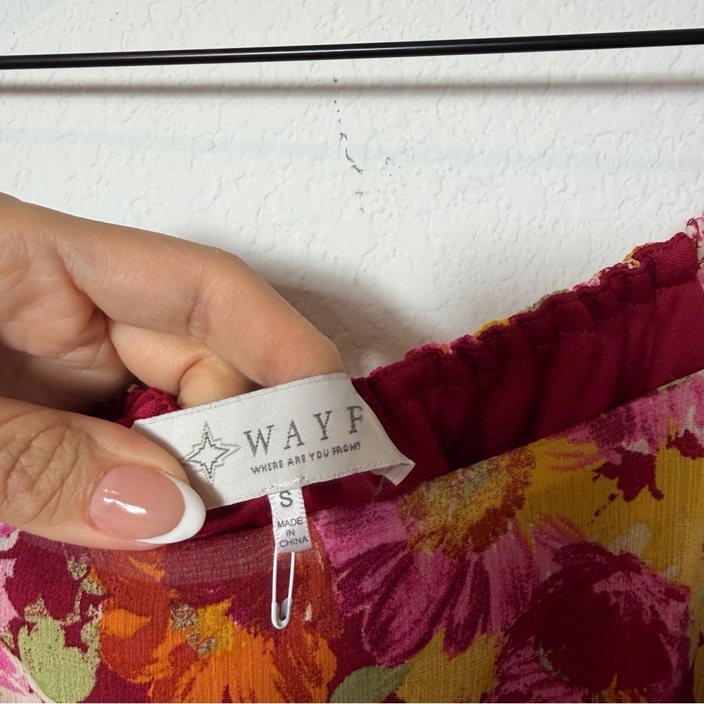 WAYF FLORAL LONG SLEEVE CROPPED BLOUSE SMALL - Picture 3 of 4